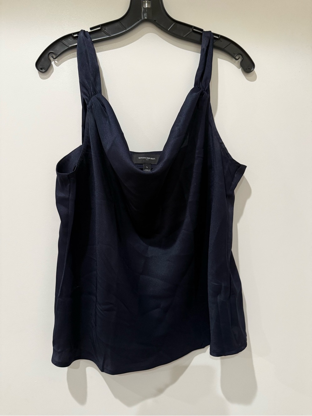Banana Republic Blue Cowl Neck Tank Top Satin SZ L